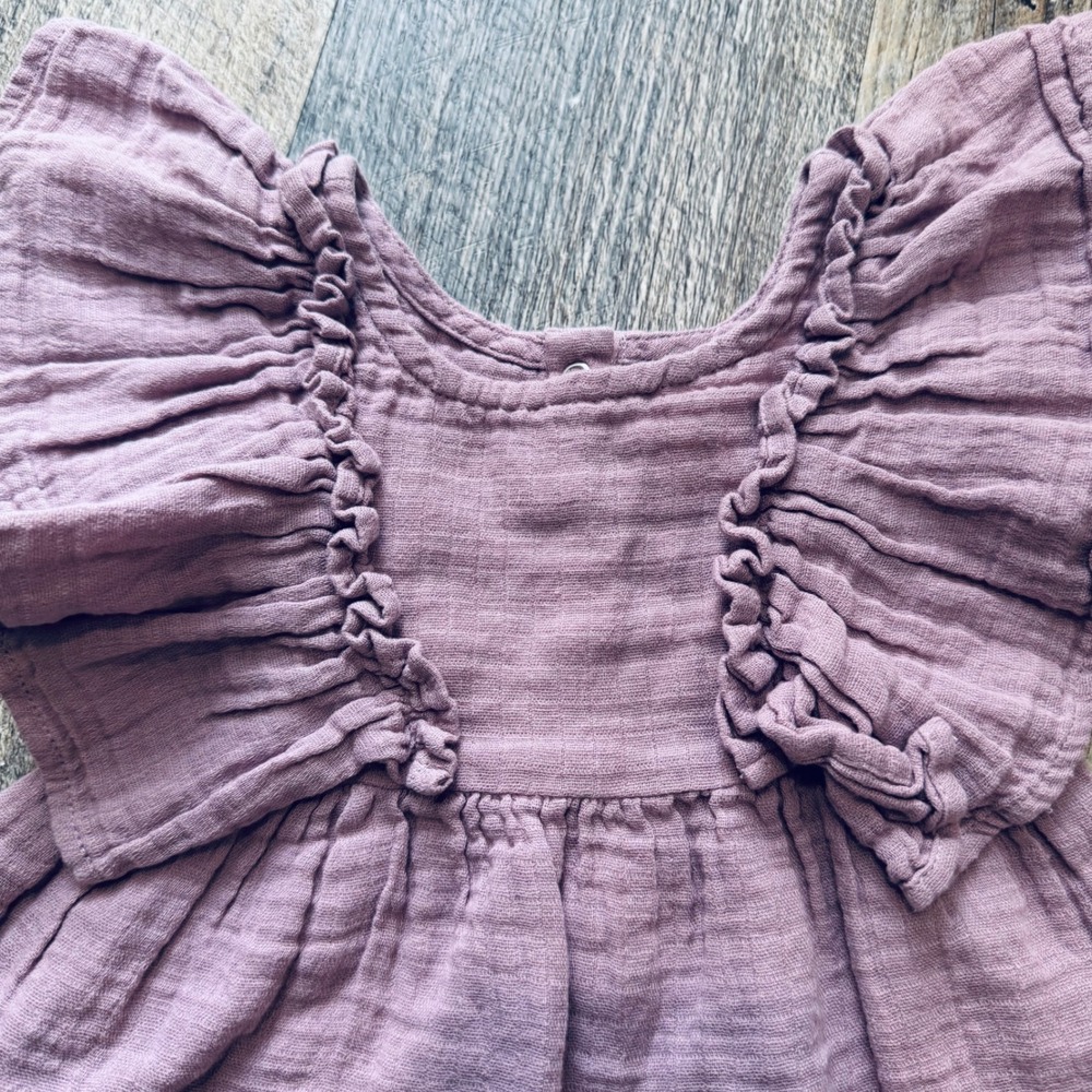 Kate Quinn purple lavender 3-6 months dress 100% organic cotton B26 - Picture 3 of 5